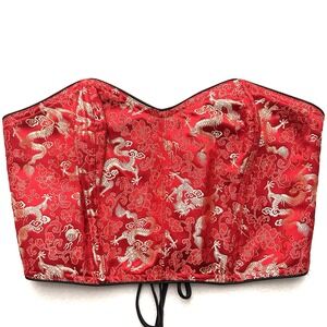 Victoria's Secret M Medium NWT Y2K Vintage Corset Red Gold Dragon Asian Chinese